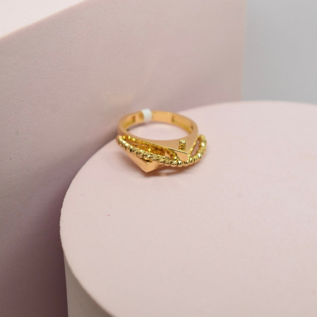 *LIMITED* Real 18K Gold - Square Design Ball Ring