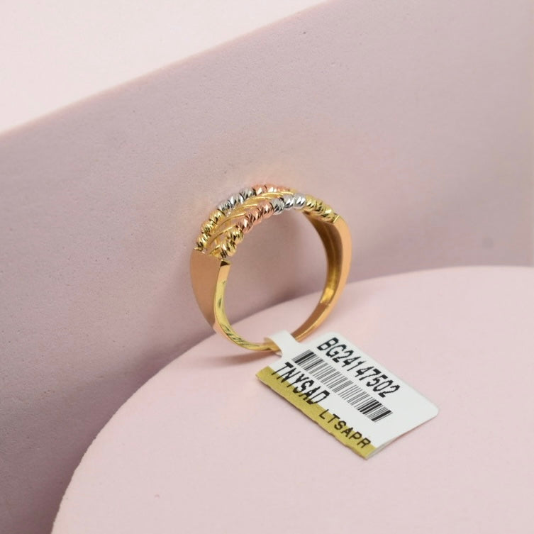 *LIMITED* Real 18K Gold - Two Line Tri Color Ball Ring