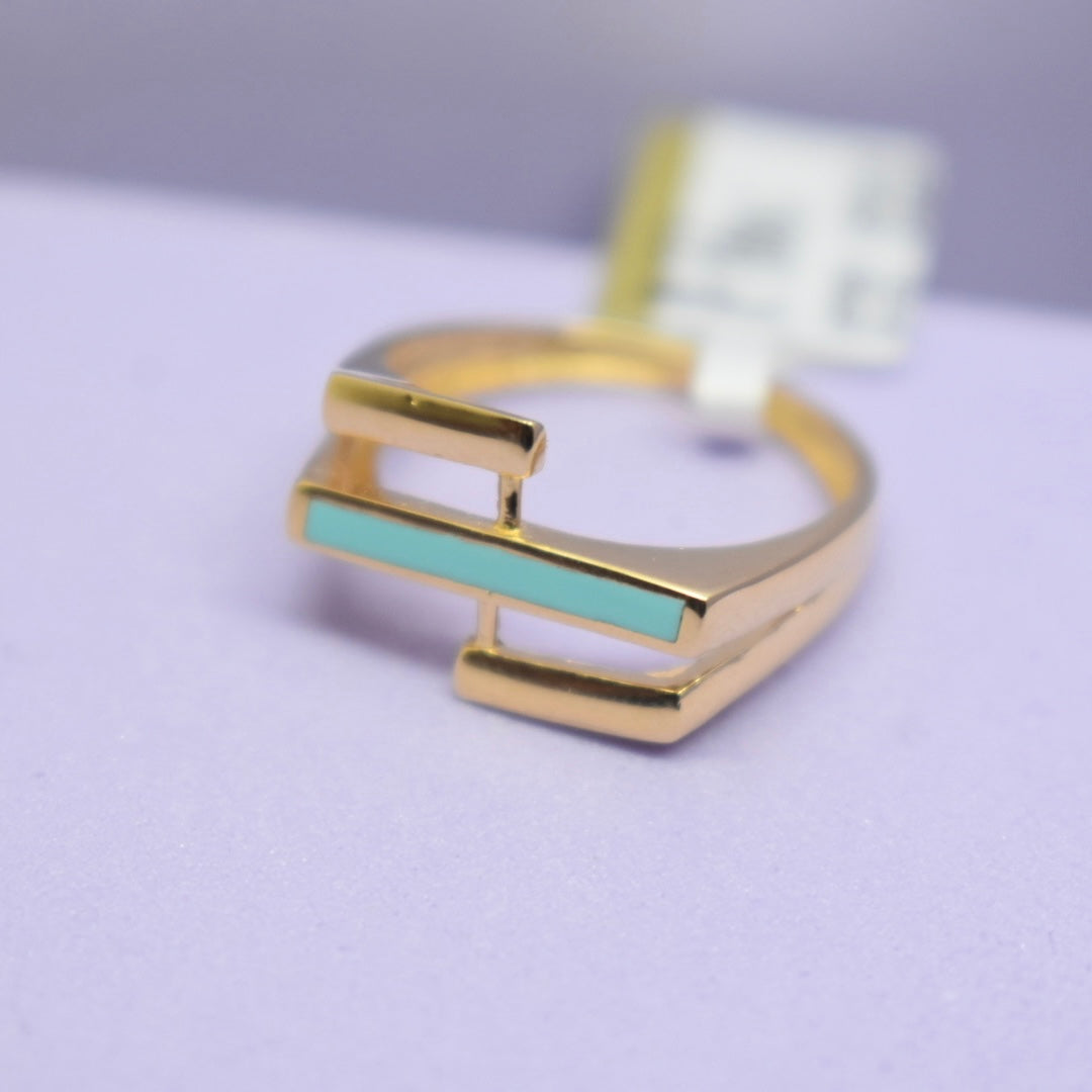 *SUMMER COLLECTION* 18K Gold - Blue Line Enamel Ring