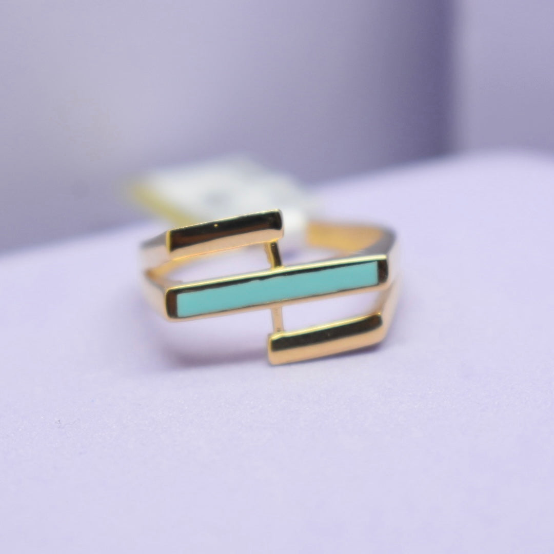 *SUMMER COLLECTION* 18K Gold - Blue Line Enamel Ring