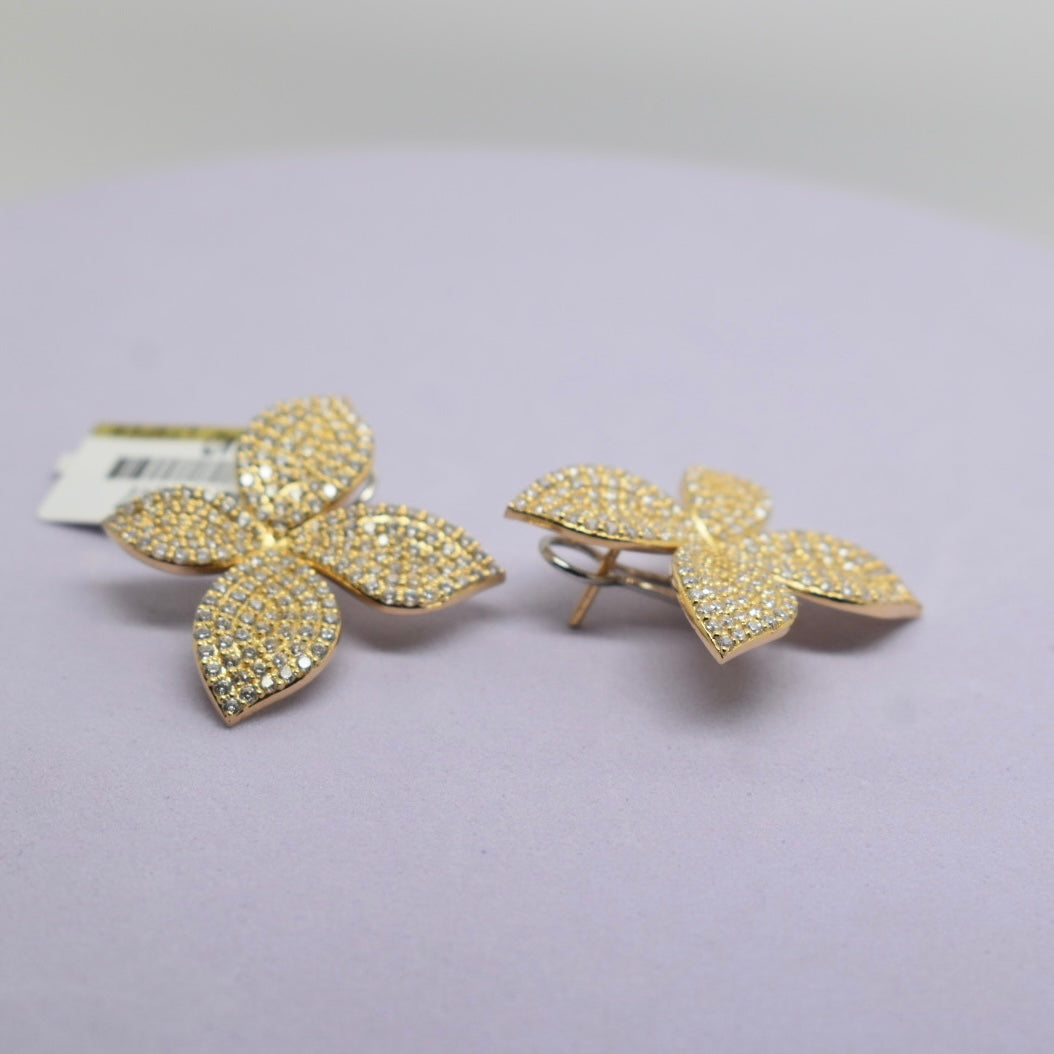 18K Yellow Gold - SJPB Large Full Stone Earring