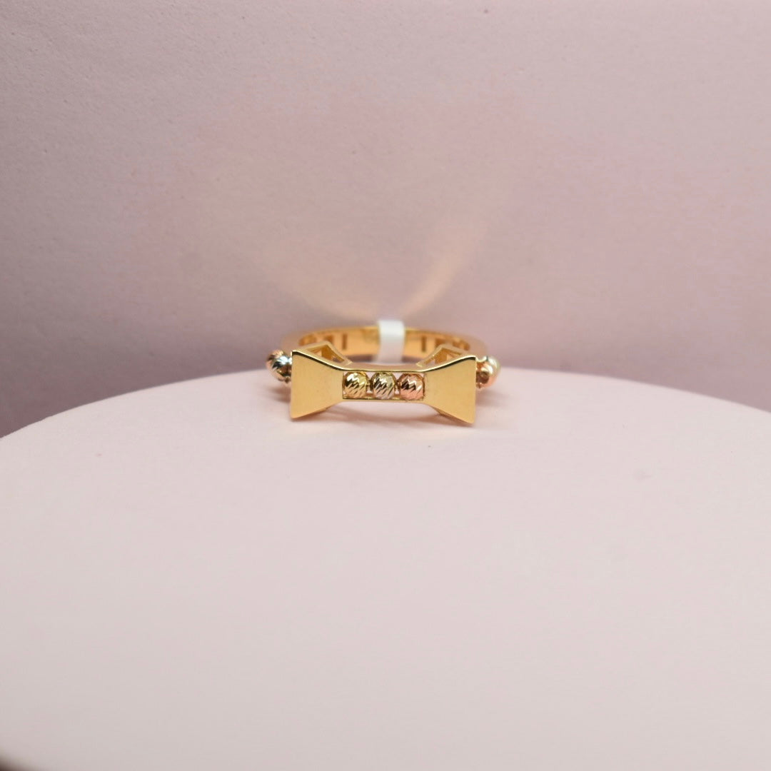 *LIMITED* Real 18K Gold - Bow Tri Color Ball Ring