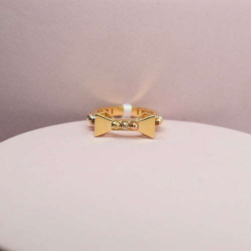 *LIMITED* Real 18K Gold - Bow Tri Color Ball Ring
