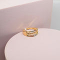 *LIMITED* Real 18K Gold - Two Line Tri Color Ball Ring