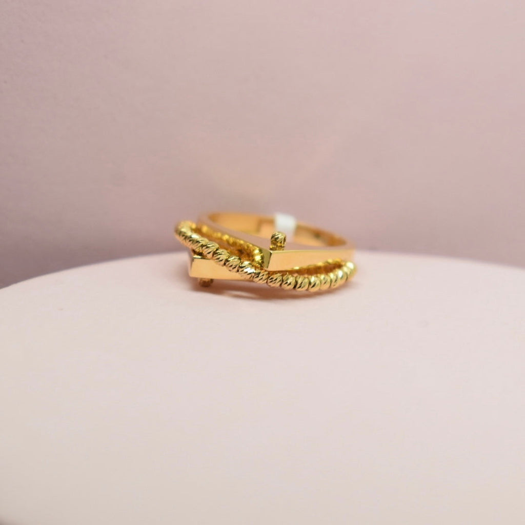 *LIMITED* Real 18K Gold - Square Design Ball Ring