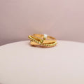 *LIMITED* Real 18K Gold - Square Design Ball Ring