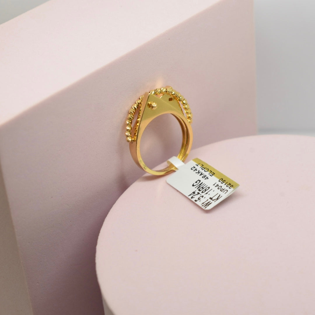 *LIMITED* Real 18K Gold - Square Design Ball Ring