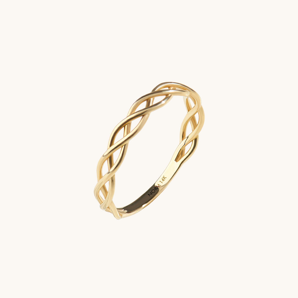 14k Solid Gold Celtic Half Eternity Stacking Ring