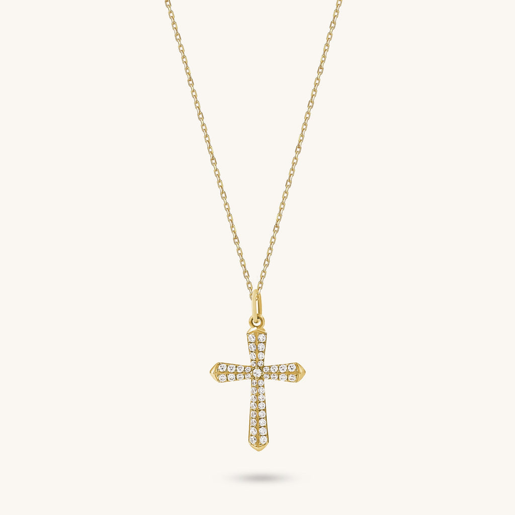 Diamond Cross Necklace in Gold