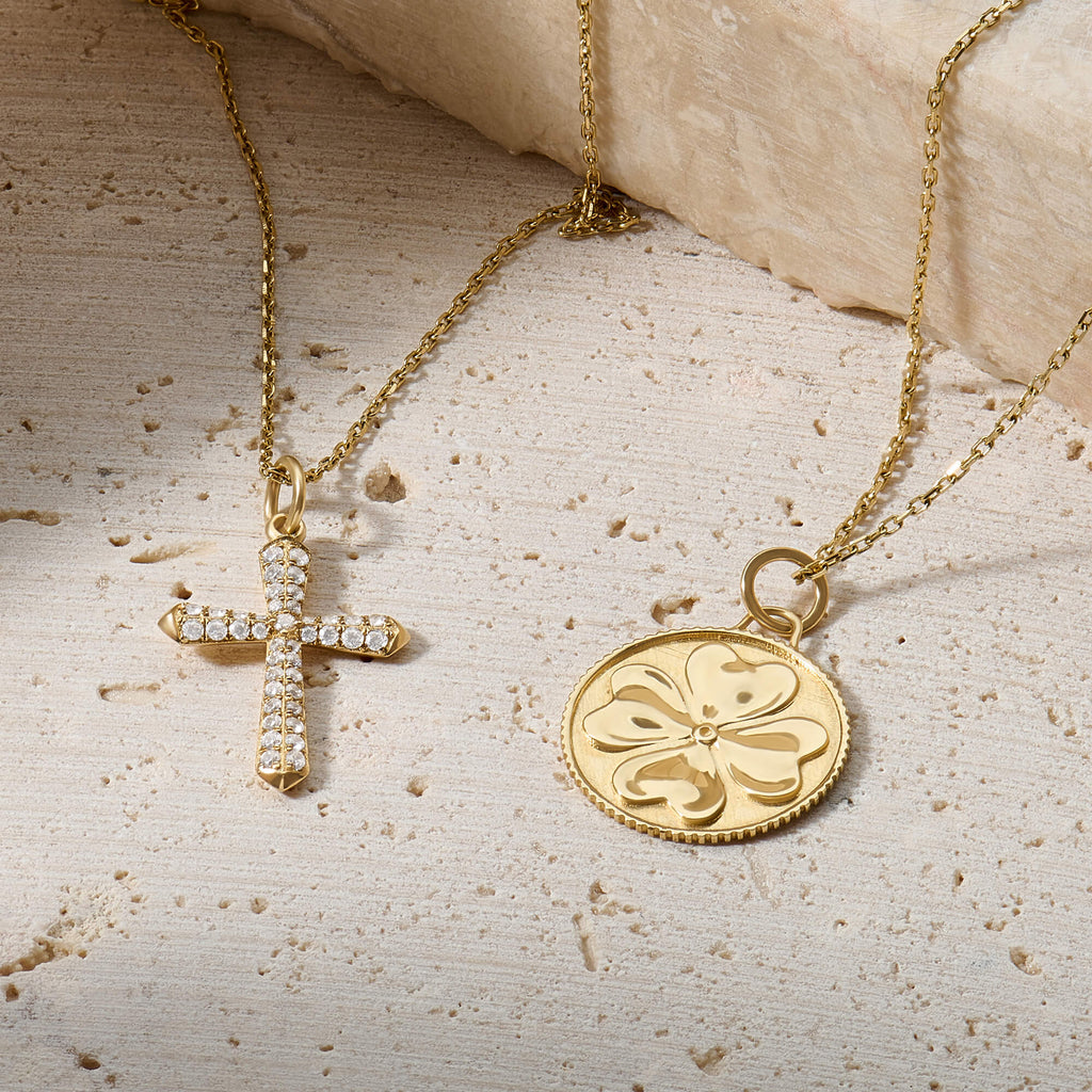 Diamond Cross Necklace in Gold