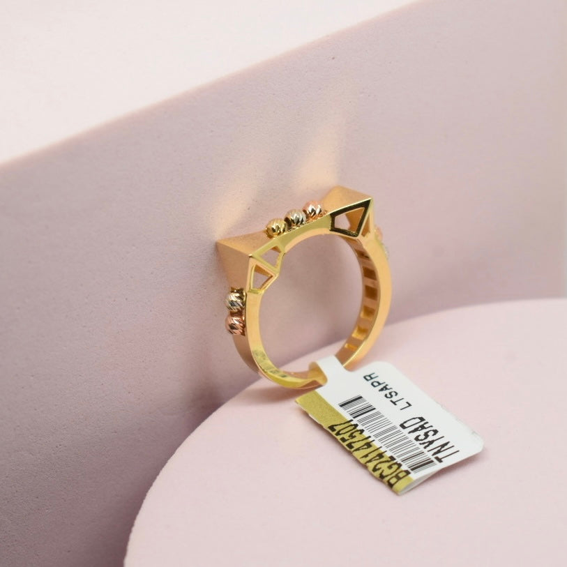 *LIMITED* Real 18K Gold - Bow Tri Color Ball Ring