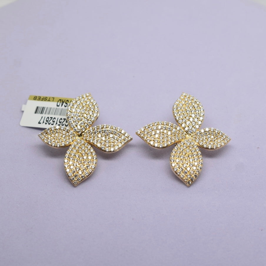 18K Yellow Gold - SJPB Large Full Stone Earring