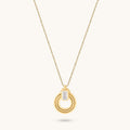 Emerald-Cut Moissanite Orbit Loop Necklace in Solid Gold