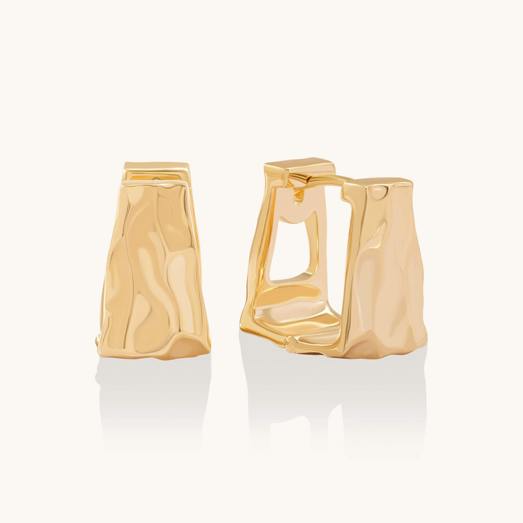 Sculptural Square Hoop Earrings - Gold Vermeil