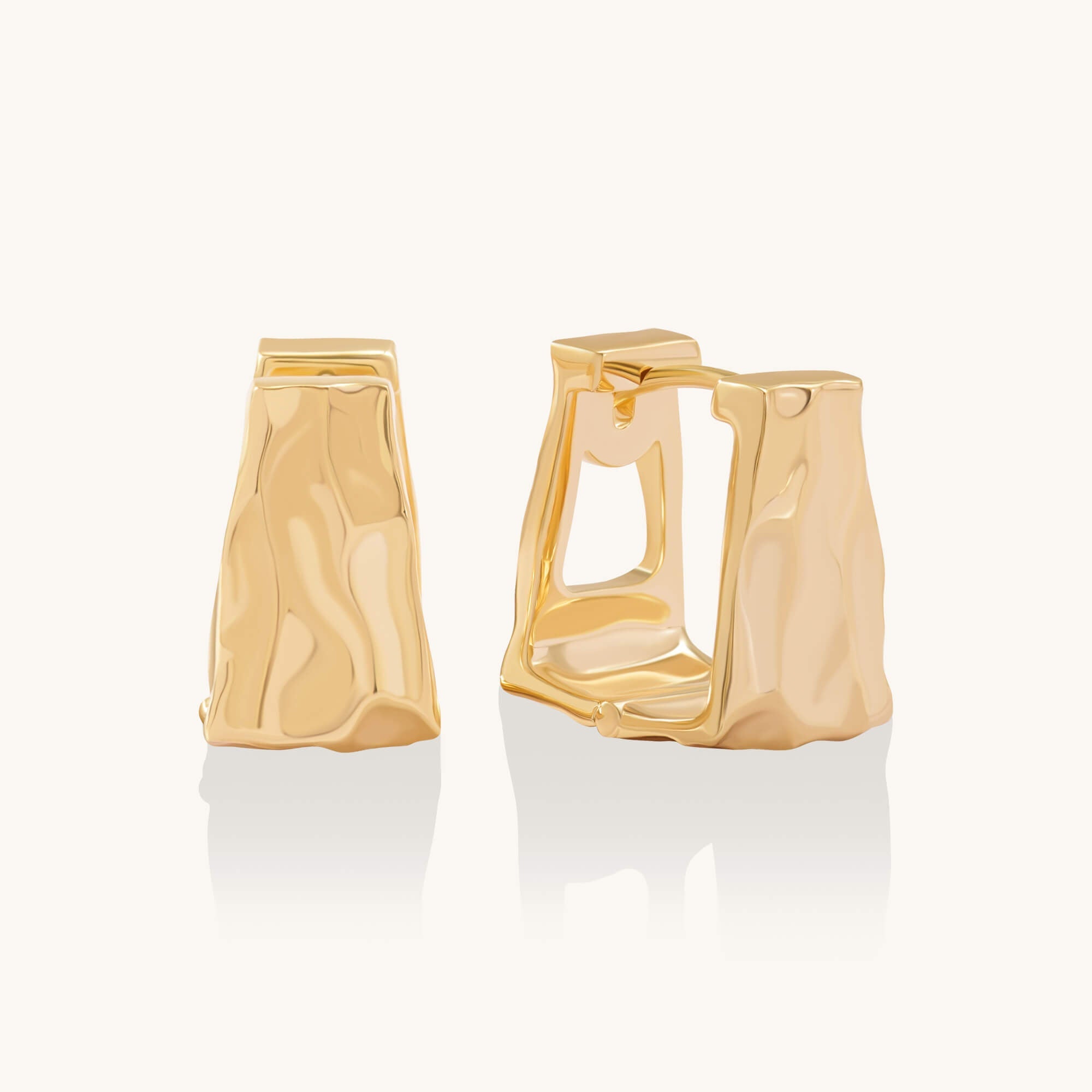 Sculptural Square Hoop Earrings - Gold Vermeil