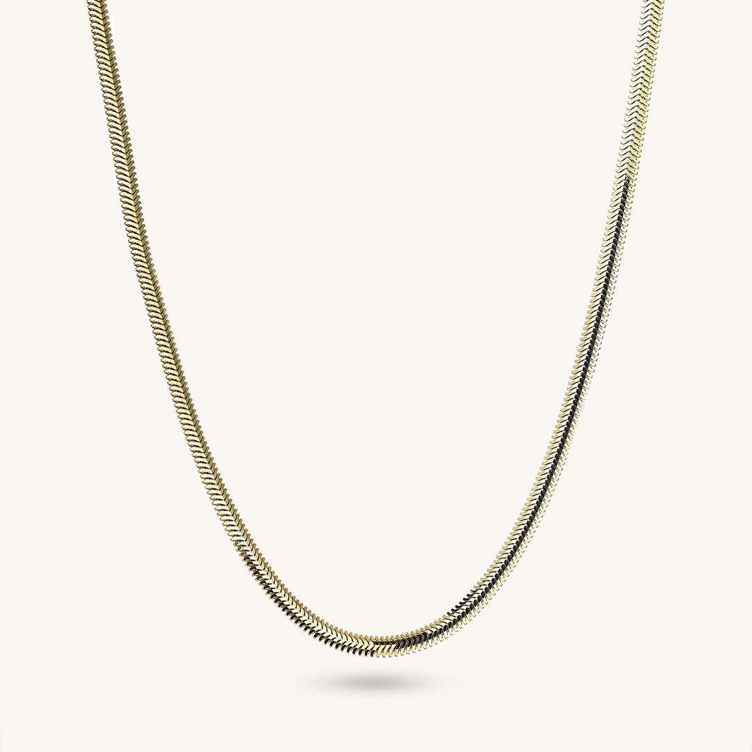 14k Solid Gold Herringbone Necklace for Women
