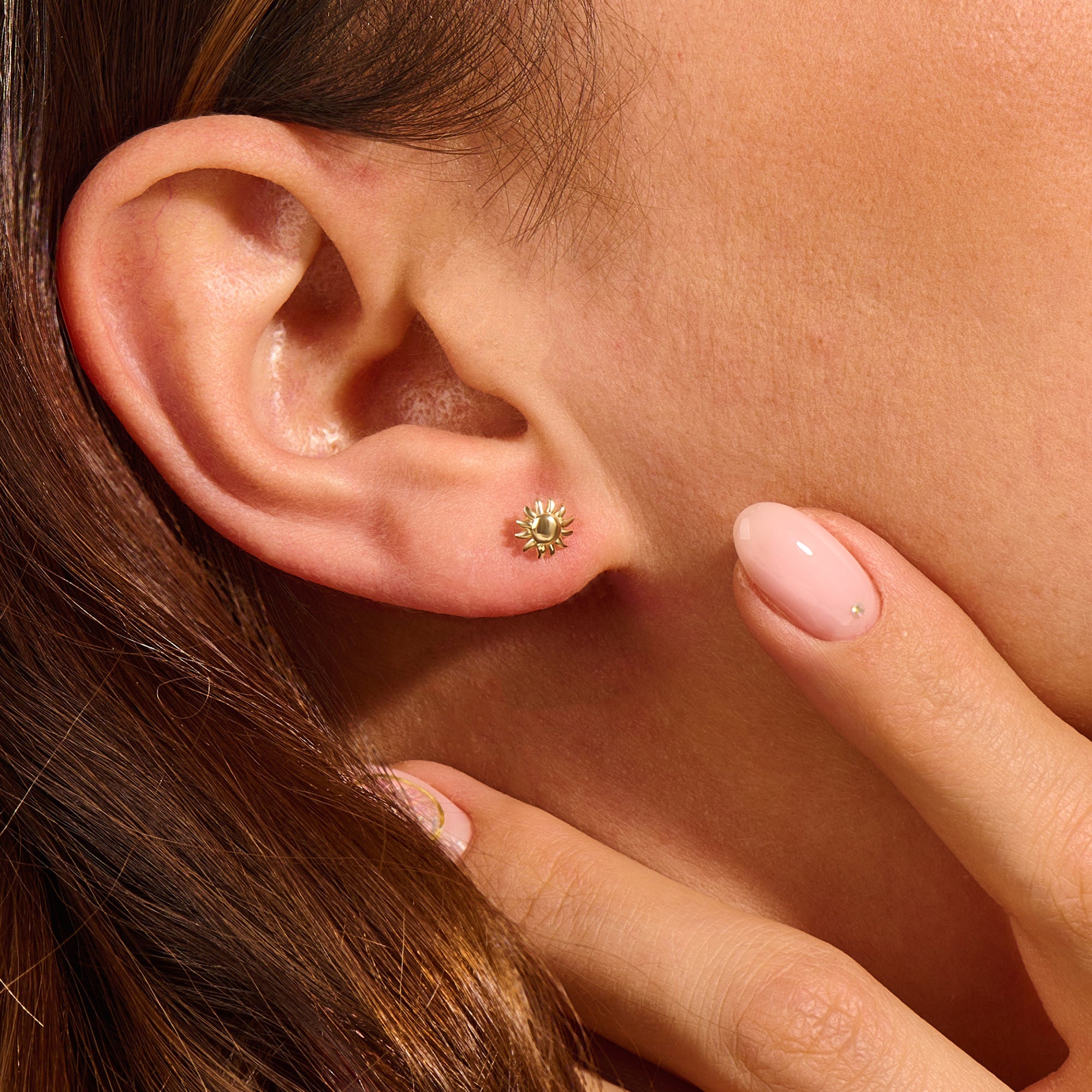 Sun Stud Earrings in Gold
