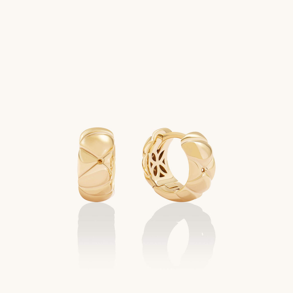 Textured Chunky Huggie Earrings - Gold Vermeil