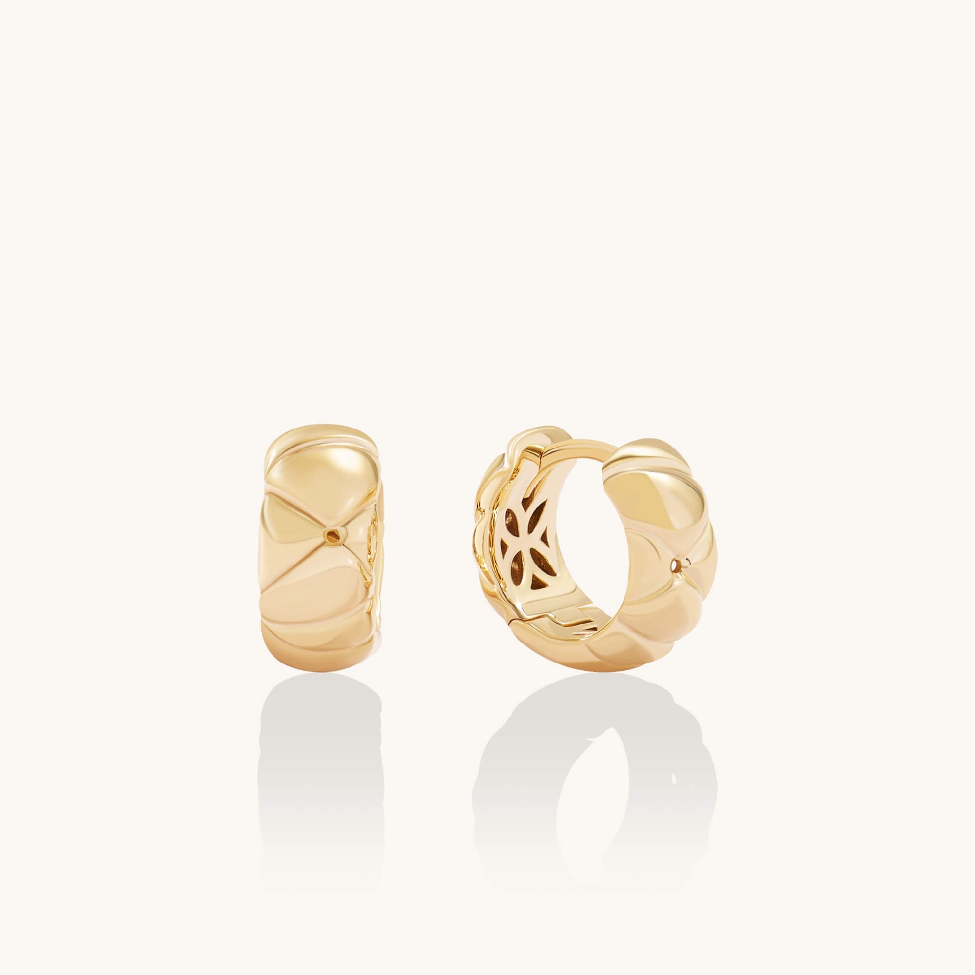 Textured Chunky Huggie Earrings - Gold Vermeil