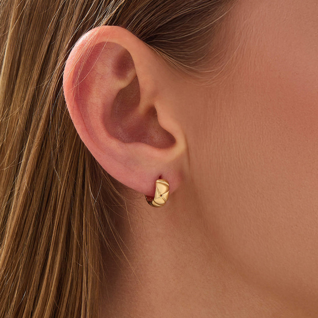 Textured Chunky Huggie Earrings - Gold Vermeil