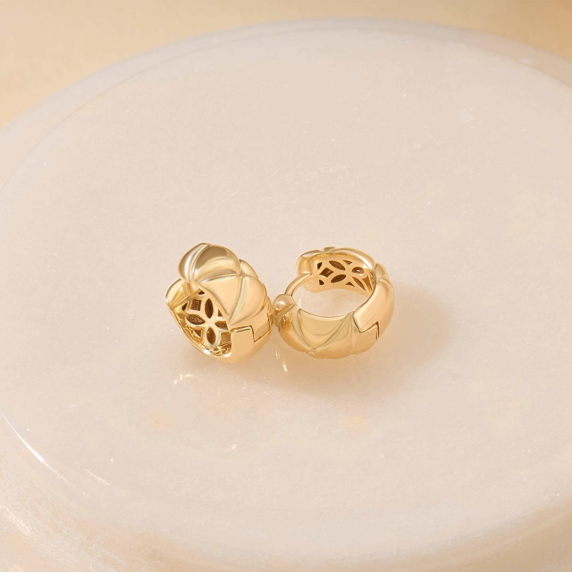 Textured Chunky Huggie Earrings - Gold Vermeil
